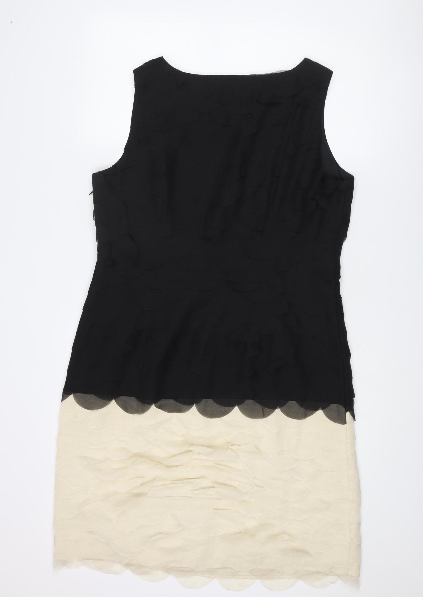 RJR.John Rocha Womens Black Colourblock Polyester Shift Size 16 Boat Neck Zip