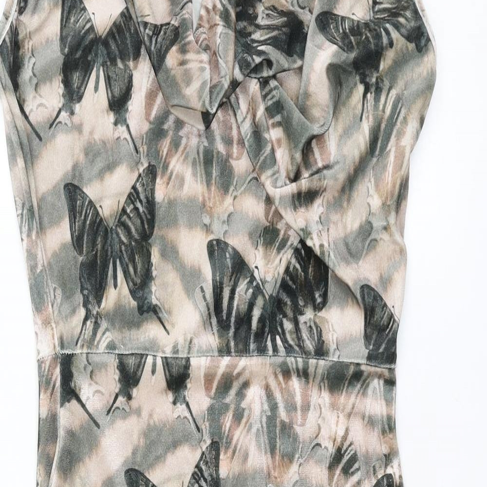 PRETTYLITTLETHING Womens Multicoloured Geometric Polyester Pencil Dress Size 10 Cowl Neck Pullover - Butterfly pattern