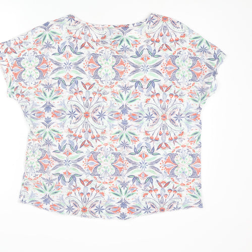 Indigo Womens Multicoloured Geometric Cotton Basic T-Shirt Size 16 Round Neck