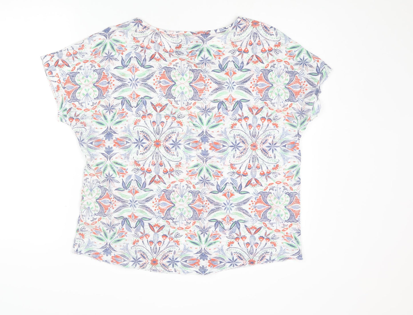 Indigo Womens Multicoloured Geometric Cotton Basic T-Shirt Size 16 Round Neck