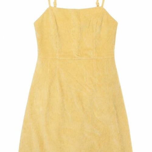 Cooperative Womens Yellow Polyester Slip Dress Size M Scoop Neck Zip