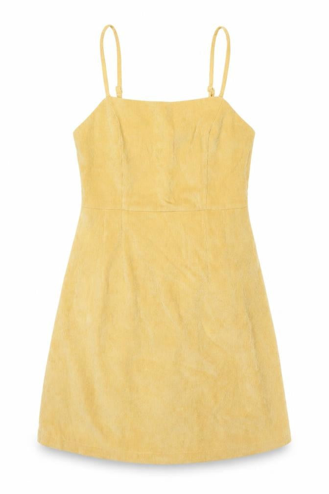 Cooperative Womens Yellow Polyester Slip Dress Size M Scoop Neck Zip