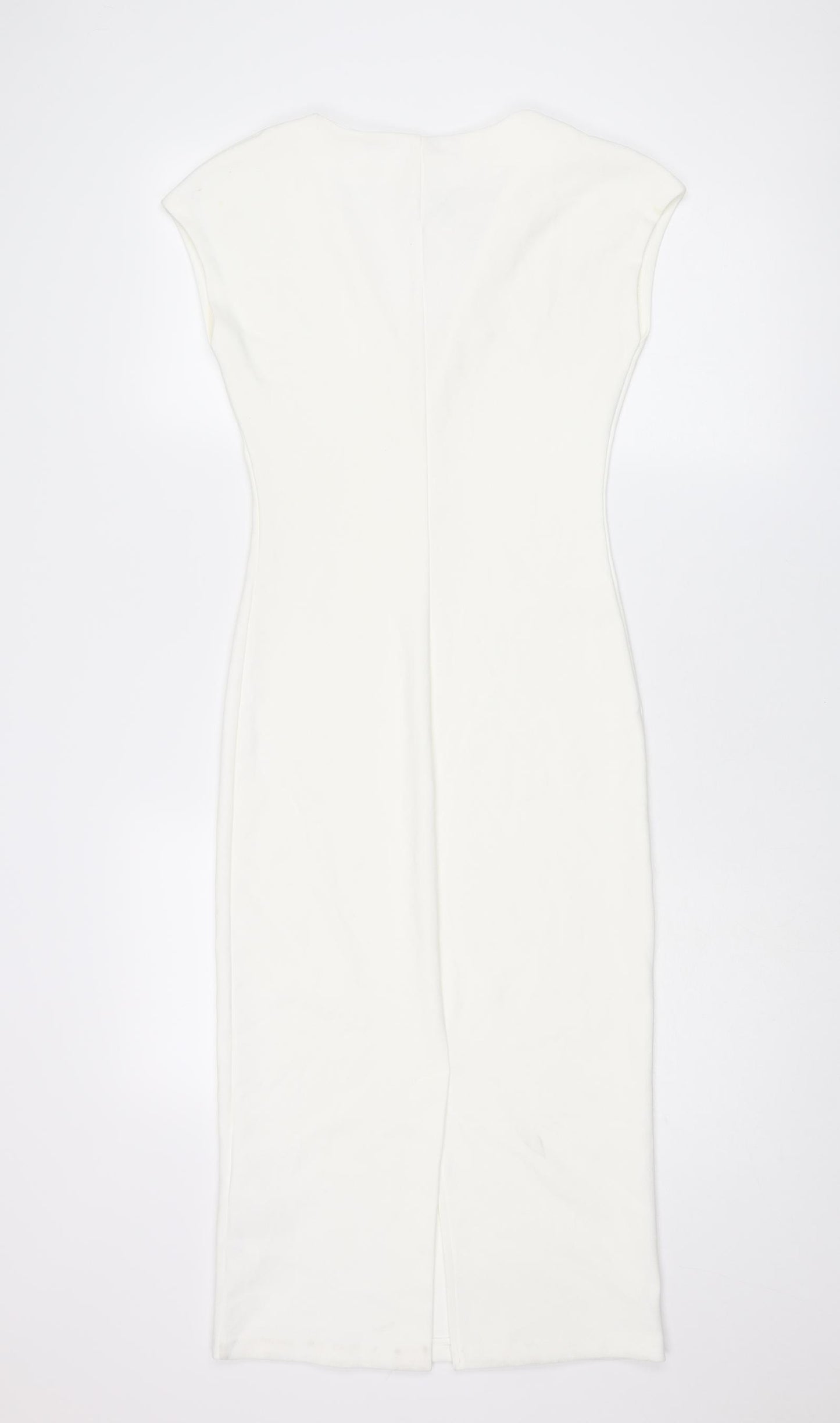 Zara Womens White Polyester Bodycon Size S V-Neck Pullover