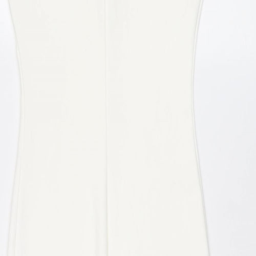 Zara Womens White Polyester Bodycon Size S V-Neck Pullover