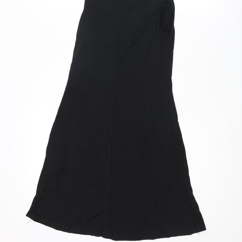 PRETTYLITTLETHING Womens Black Viscose Tank Dress Size 4 V-Neck Pullover