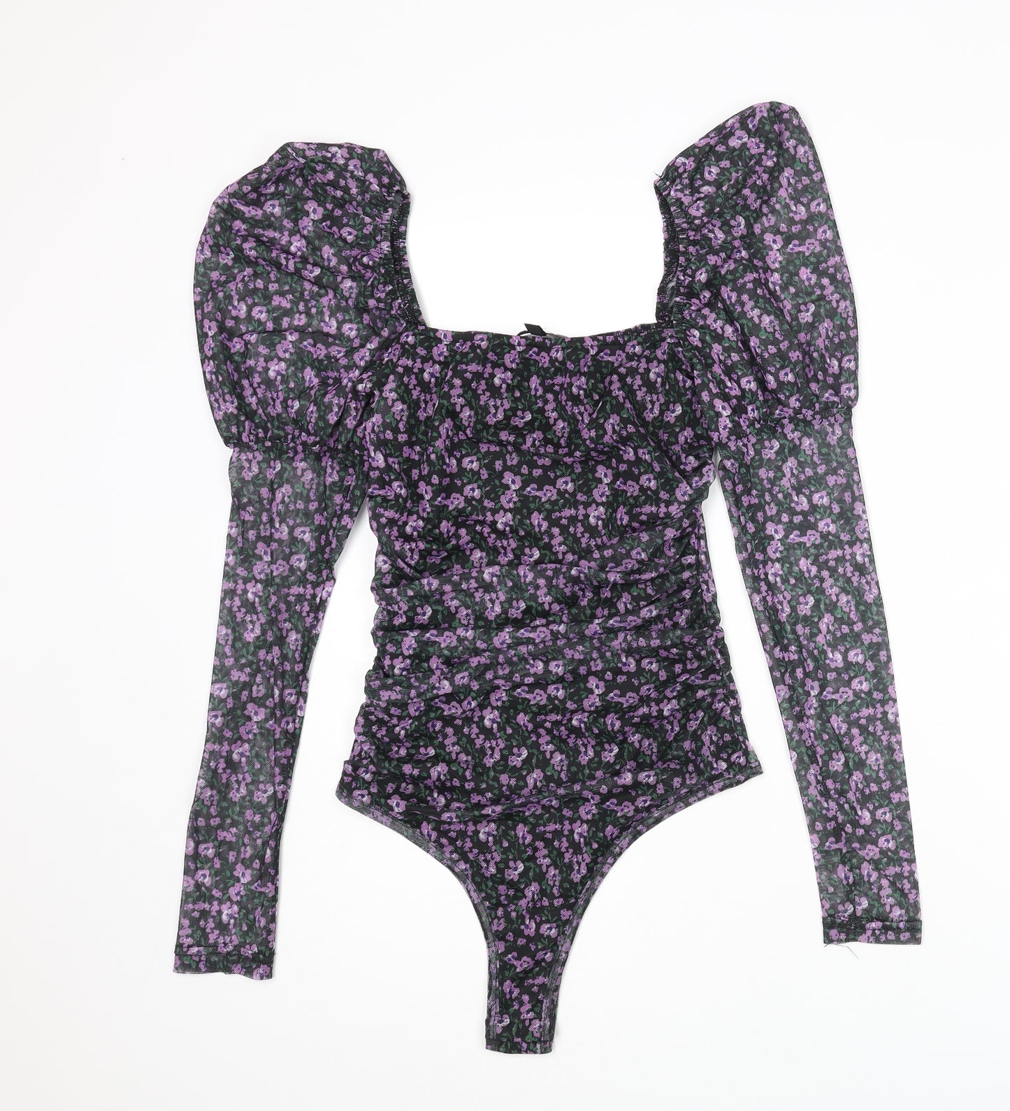 Missguided Womens Multicoloured Floral Polyester Bodysuit One-Piece Size 6 Snap