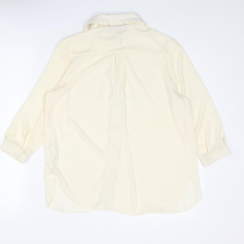 Dorothy Perkins Womens Ivory Polyester Basic Button-Up Size 10 Collared