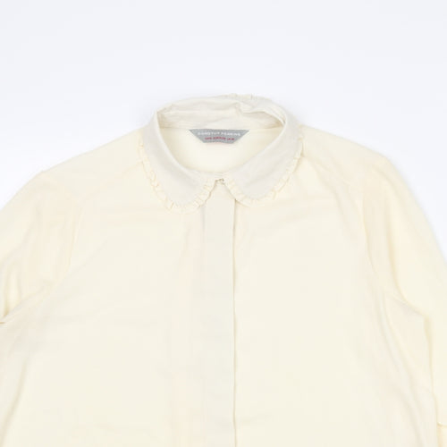 Dorothy Perkins Womens Ivory Polyester Basic Button-Up Size 10 Collared