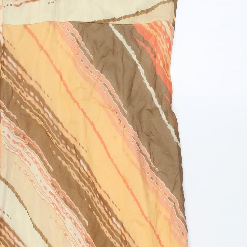 Sangria Womens Multicoloured Striped Silk A-Line Size 12 Halter Zip