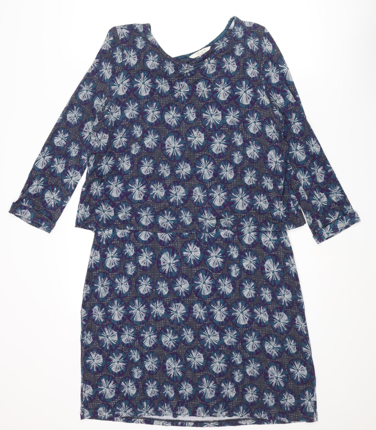 White Stuff Womens Multicoloured Geometric Viscose Shift Size 14 Boat Neck Pullover