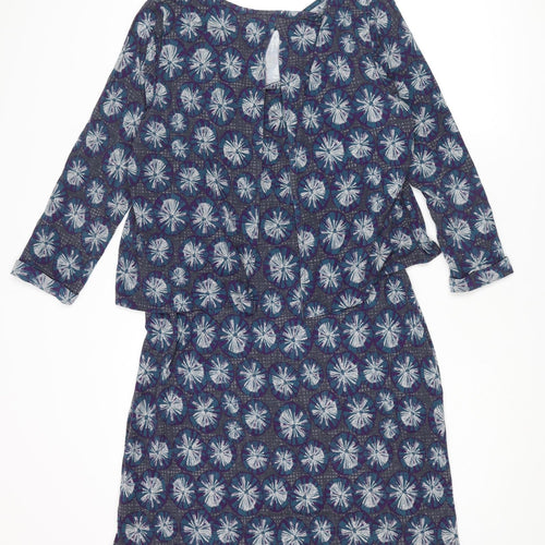 White Stuff Womens Multicoloured Geometric Viscose Shift Size 14 Boat Neck Pullover