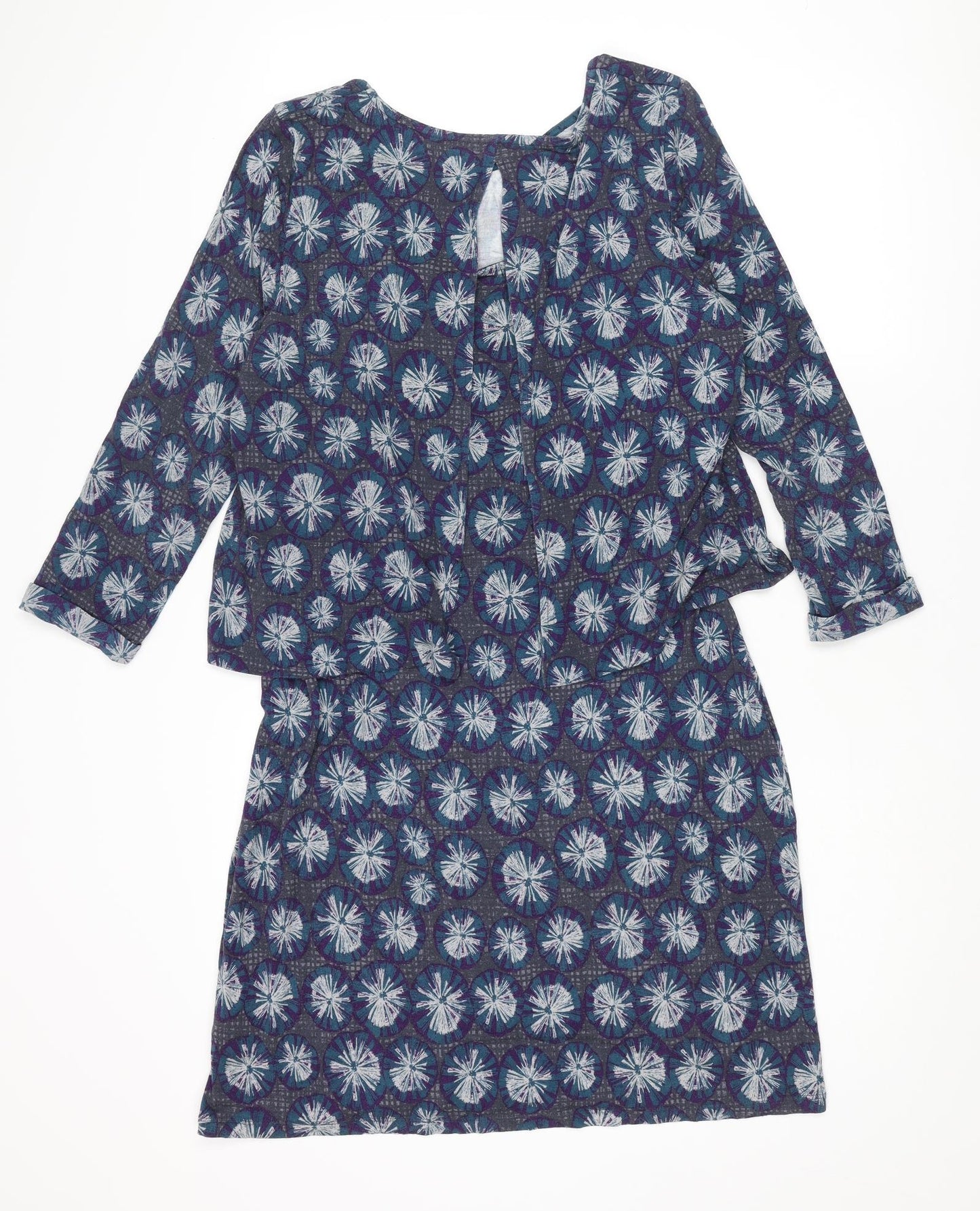 White Stuff Womens Multicoloured Geometric Viscose Shift Size 14 Boat Neck Pullover