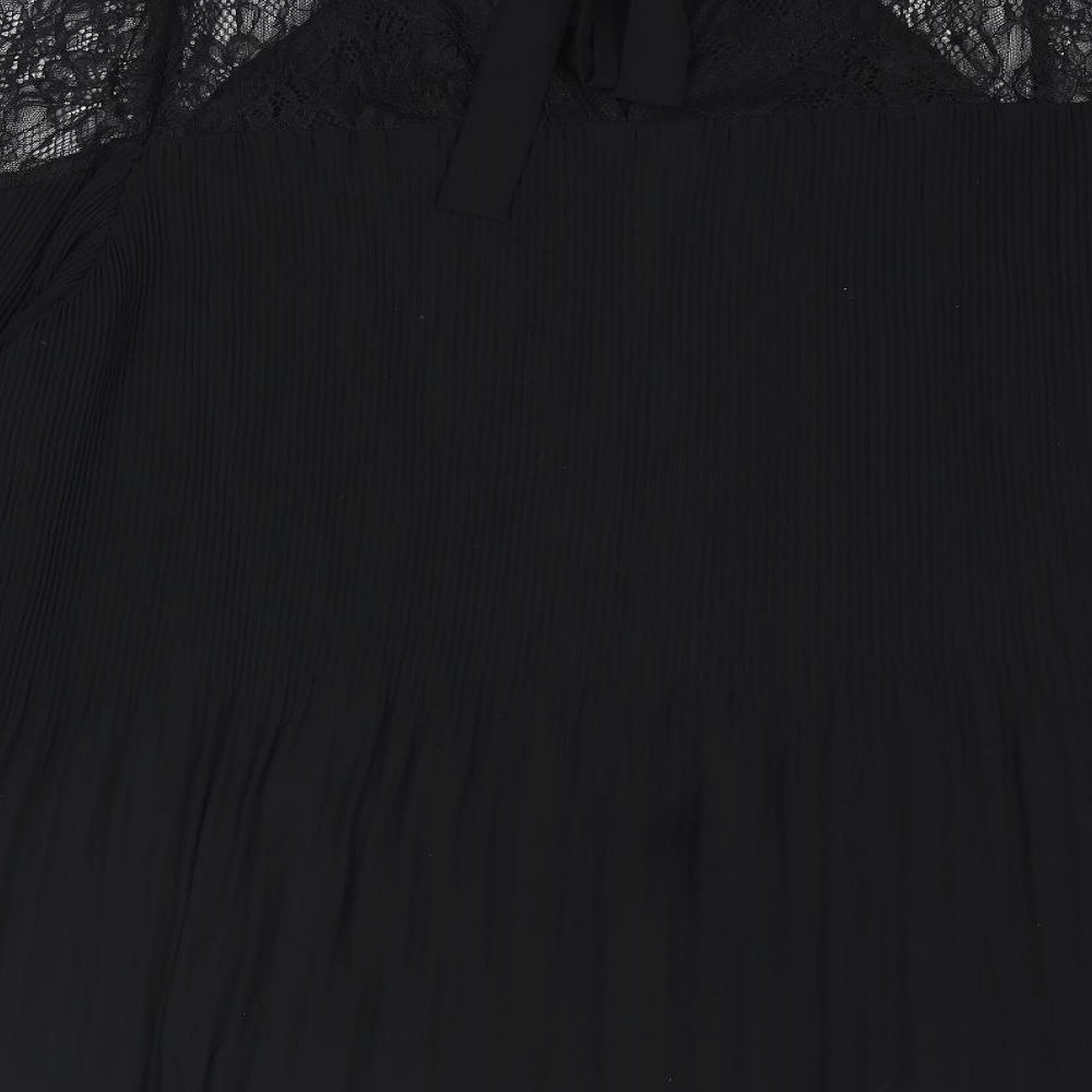 NEXT Womens Black Polyester Basic Blouse Size 22 Round Neck - Lace Details