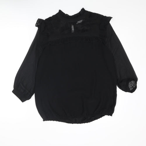 RESERVED Womens Black Polyester Basic Blouse Size 10 Mock Neck
