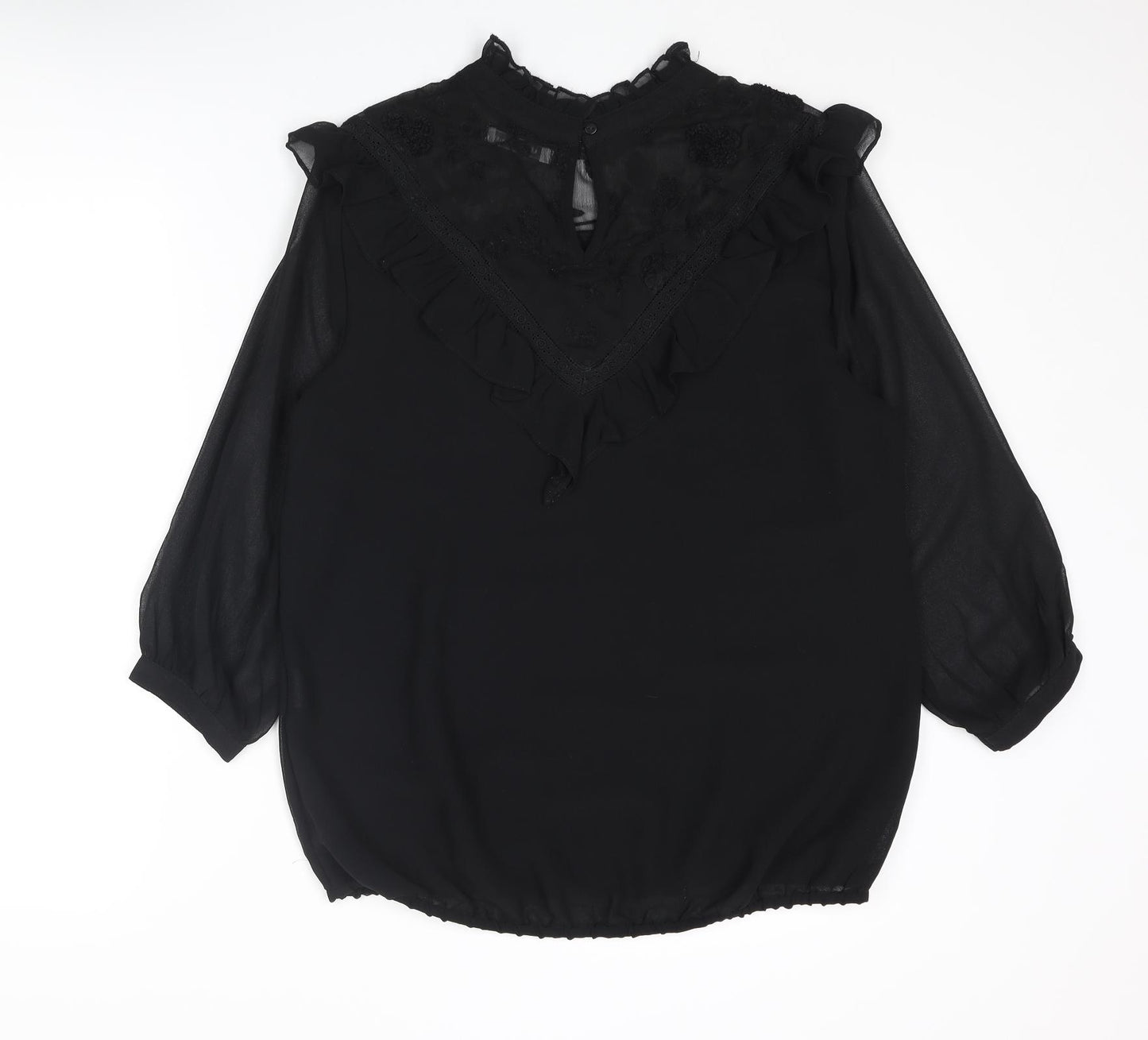 RESERVED Womens Black Polyester Basic Blouse Size 10 Mock Neck