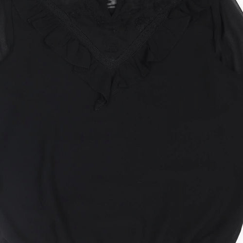 RESERVED Womens Black Polyester Basic Blouse Size 10 Mock Neck