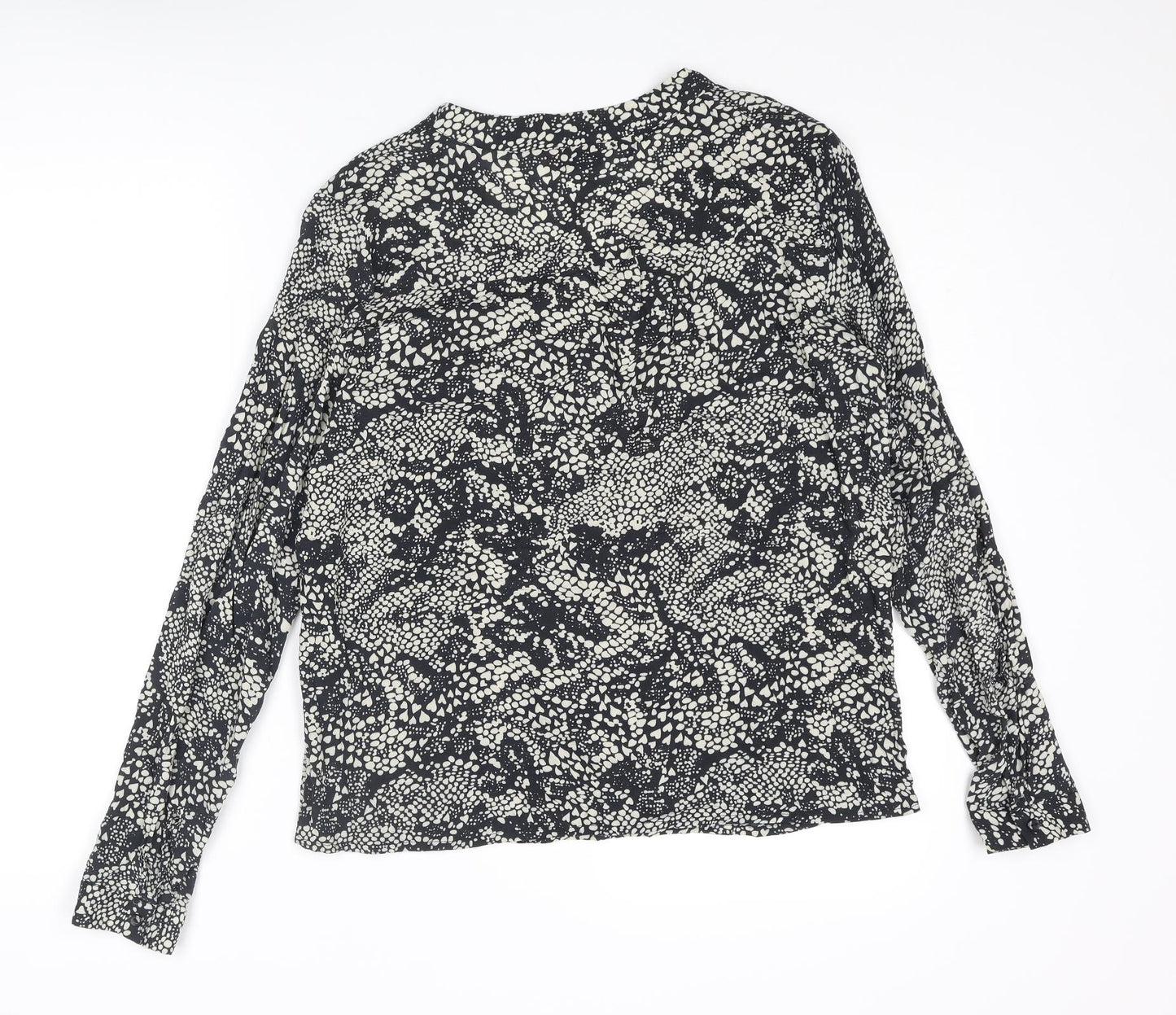 Only Womens Grey Animal Print Polyester Basic T-Shirt Size 10 V-Neck