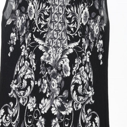 Wallis Womens Black Paisley Viscose Shift Size 12 Boat Neck Pullover