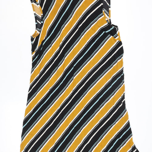 Dorothy Perkins Womens Multicoloured Striped Viscose Shift Size 10 Mock Neck Tie