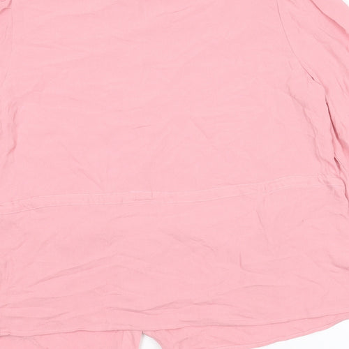 Marks and Spencer Womens Pink Viscose Basic Button-Up Size 10 Round Neck