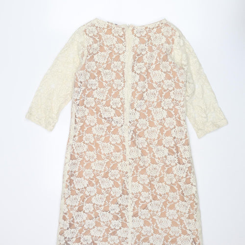 Sepia Womens Ivory Cotton Shift Size M Boat Neck Zip