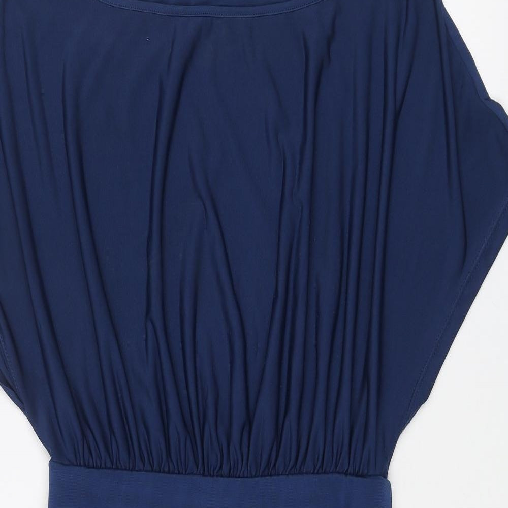 Lipsy Womens Blue Polyester Pencil Dress Size 10 Boat Neck Pullover - Lace Skirt