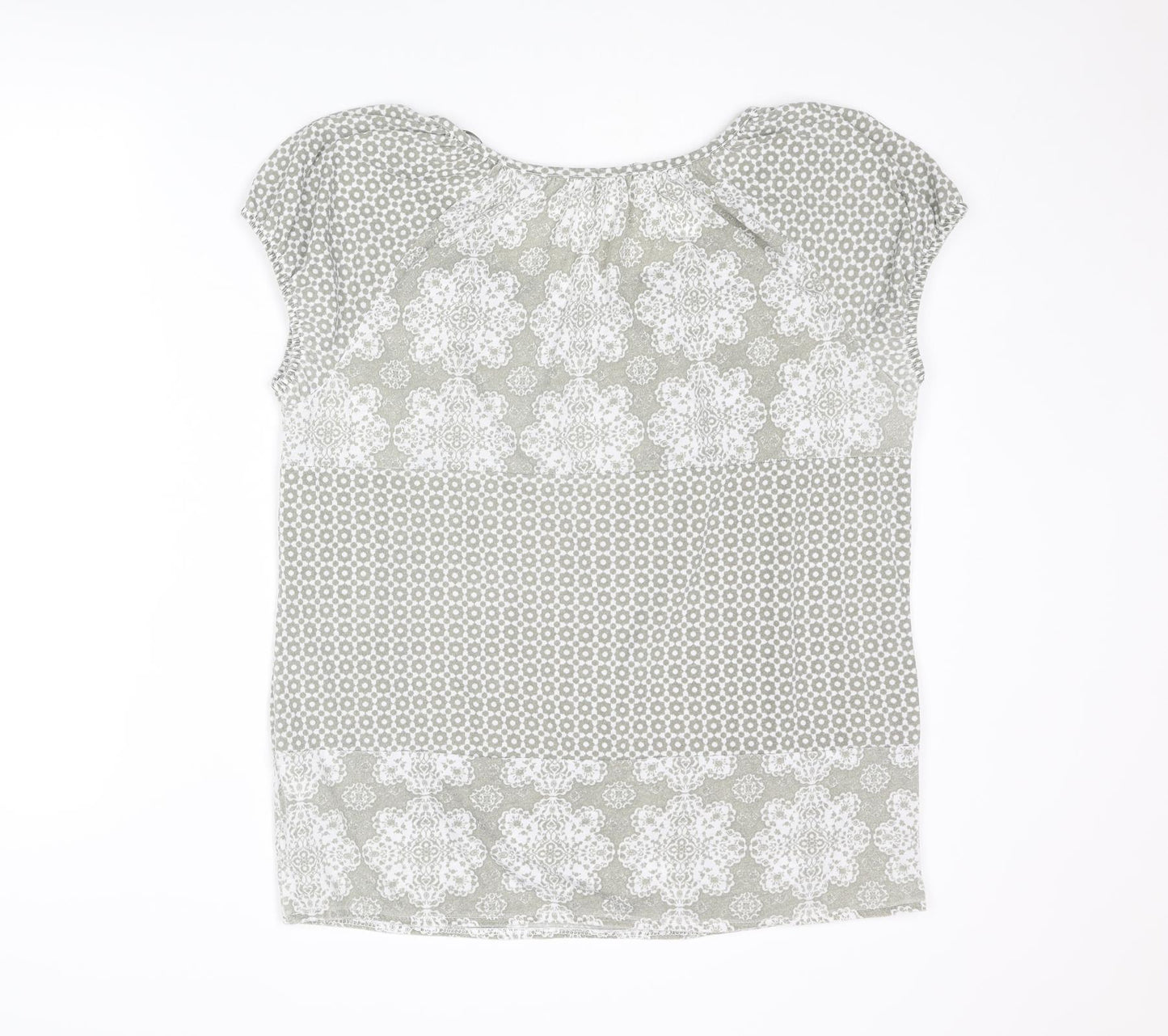 Debenhams Womens Grey Geometric Polyester Basic T-Shirt Size 16 Round Neck