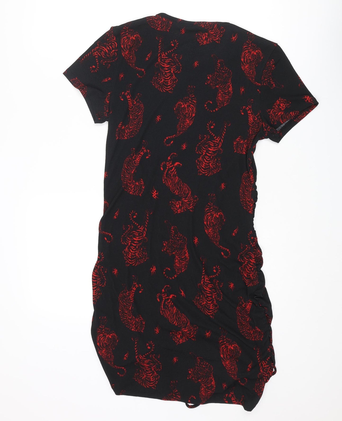 Divided by H&M Womens Black Geometric Polyester Mini Size L Crew Neck Pullover - Wild Cat Print