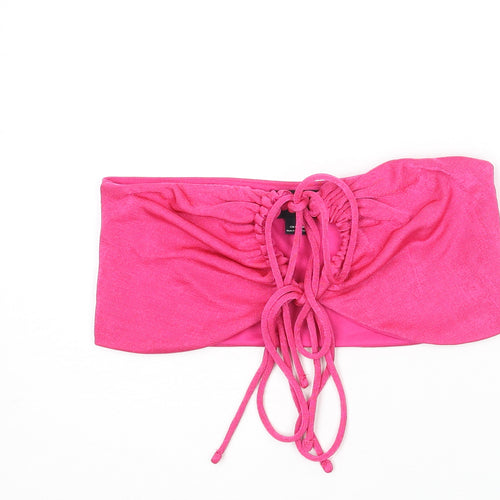 Monki Womens Pink Polyester Cropped Tank Size S Off the Shoulder