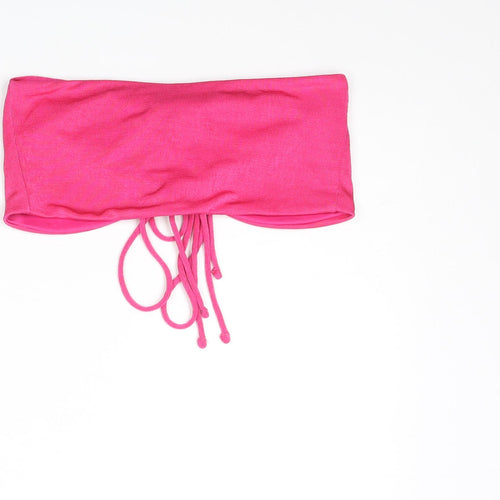 Monki Womens Pink Polyester Cropped Tank Size S Off the Shoulder