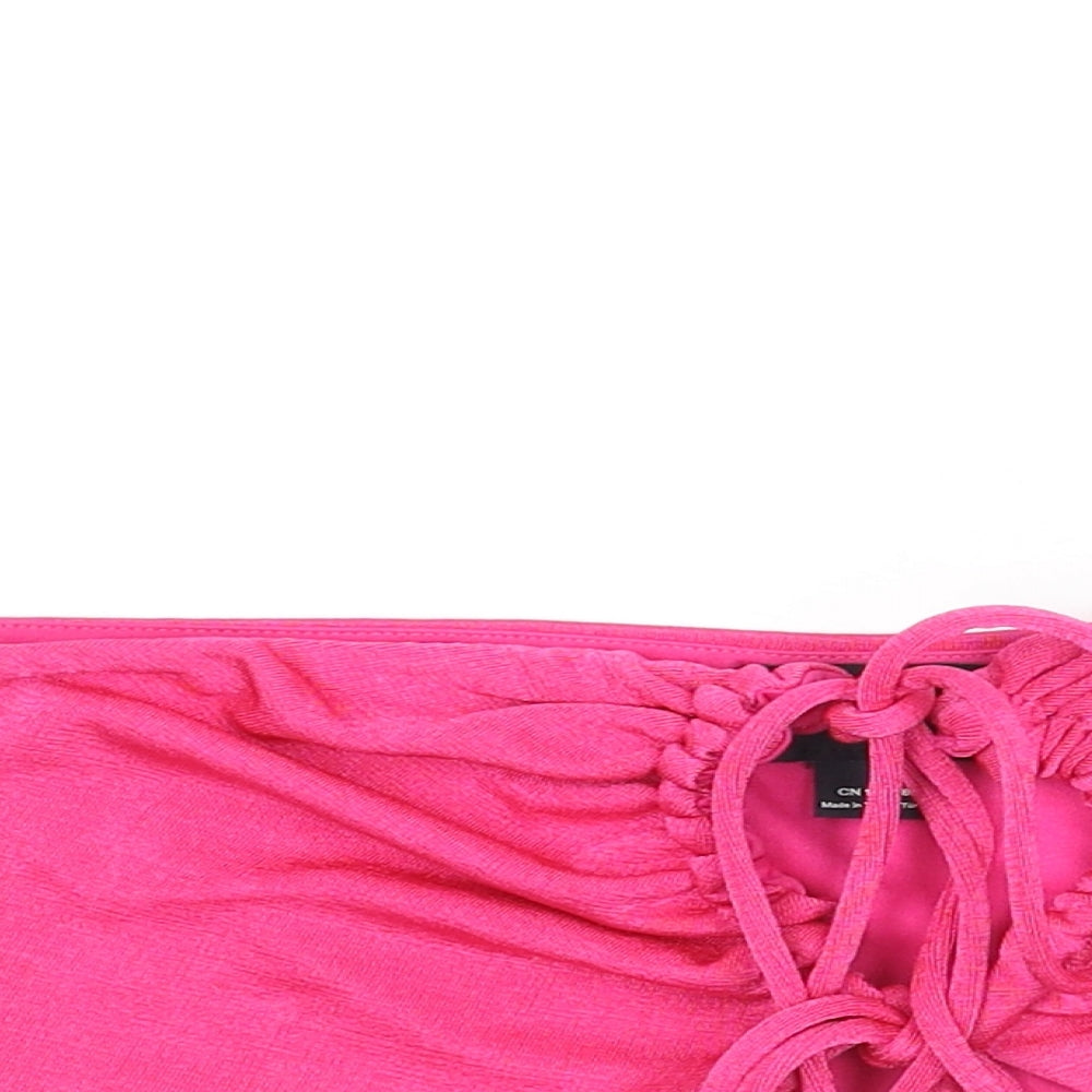 Monki Womens Pink Polyester Cropped Tank Size S Off the Shoulder