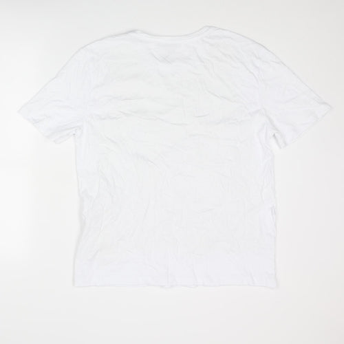 Zara Womens White Cotton Basic T-Shirt Size M Round Neck