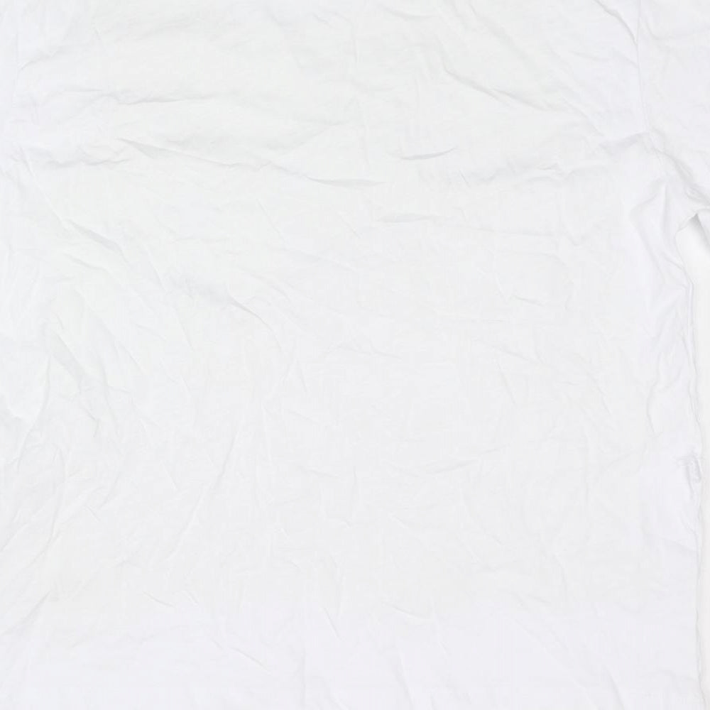 Zara Womens White Cotton Basic T-Shirt Size M Round Neck
