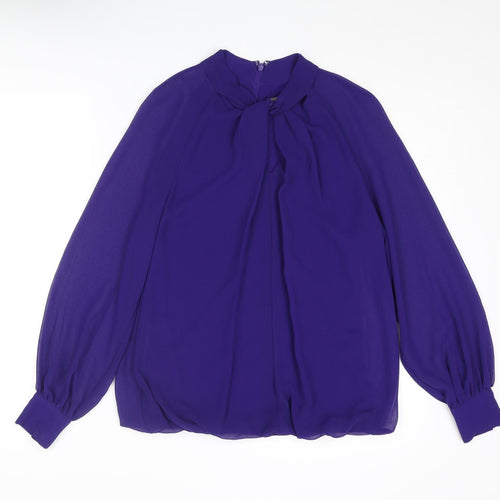 Phase Eight Womens Blue Polyester Basic Blouse Size 10 Round Neck