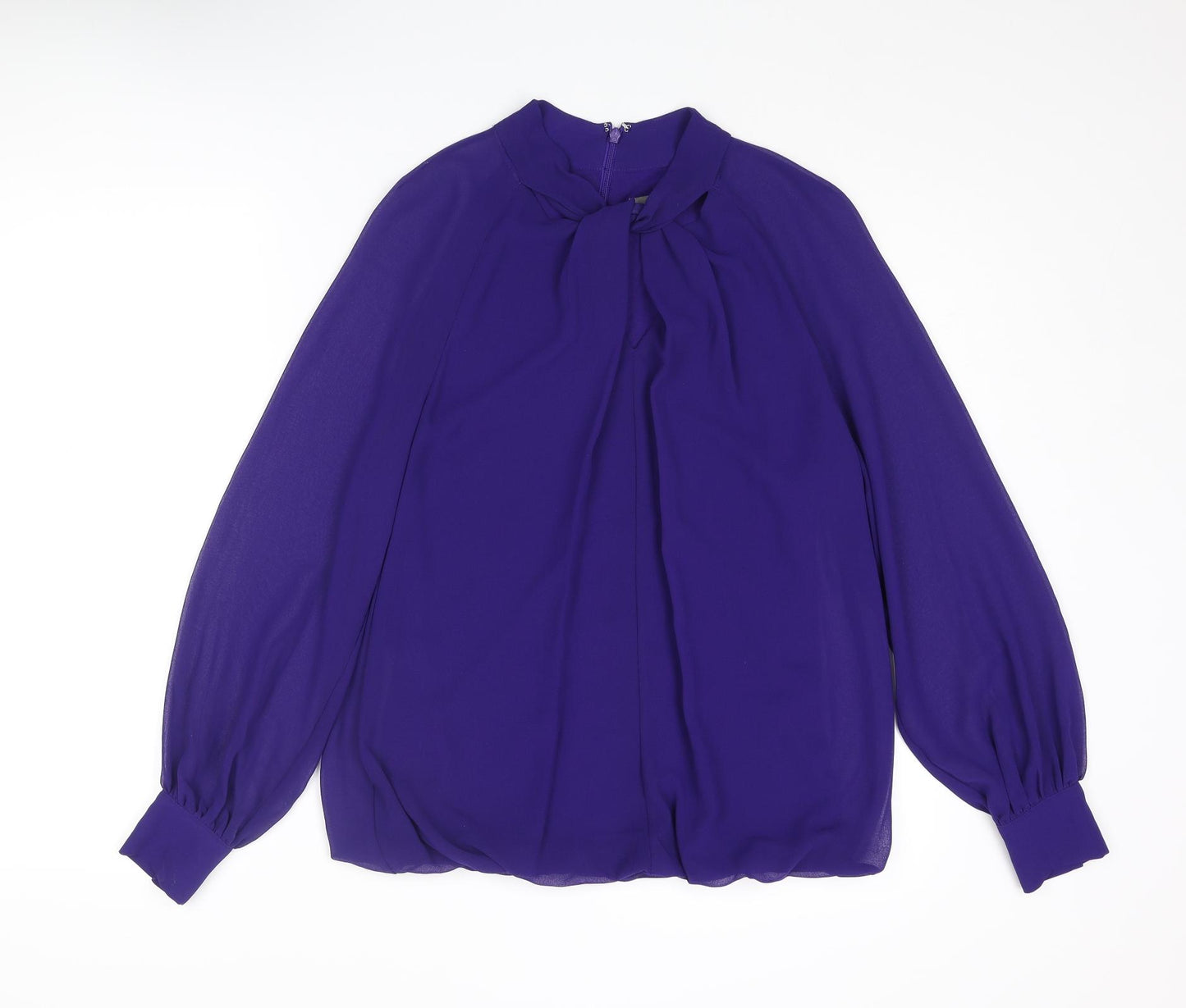 Phase Eight Womens Blue Polyester Basic Blouse Size 10 Round Neck