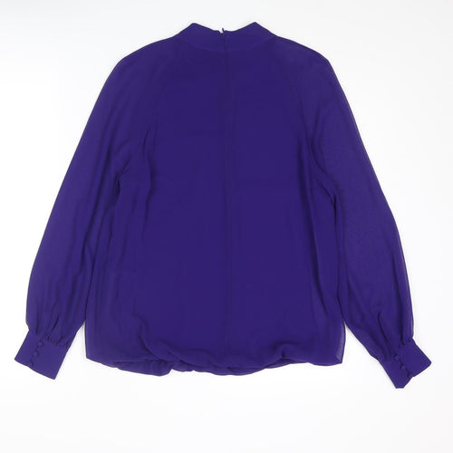 Phase Eight Womens Blue Polyester Basic Blouse Size 10 Round Neck