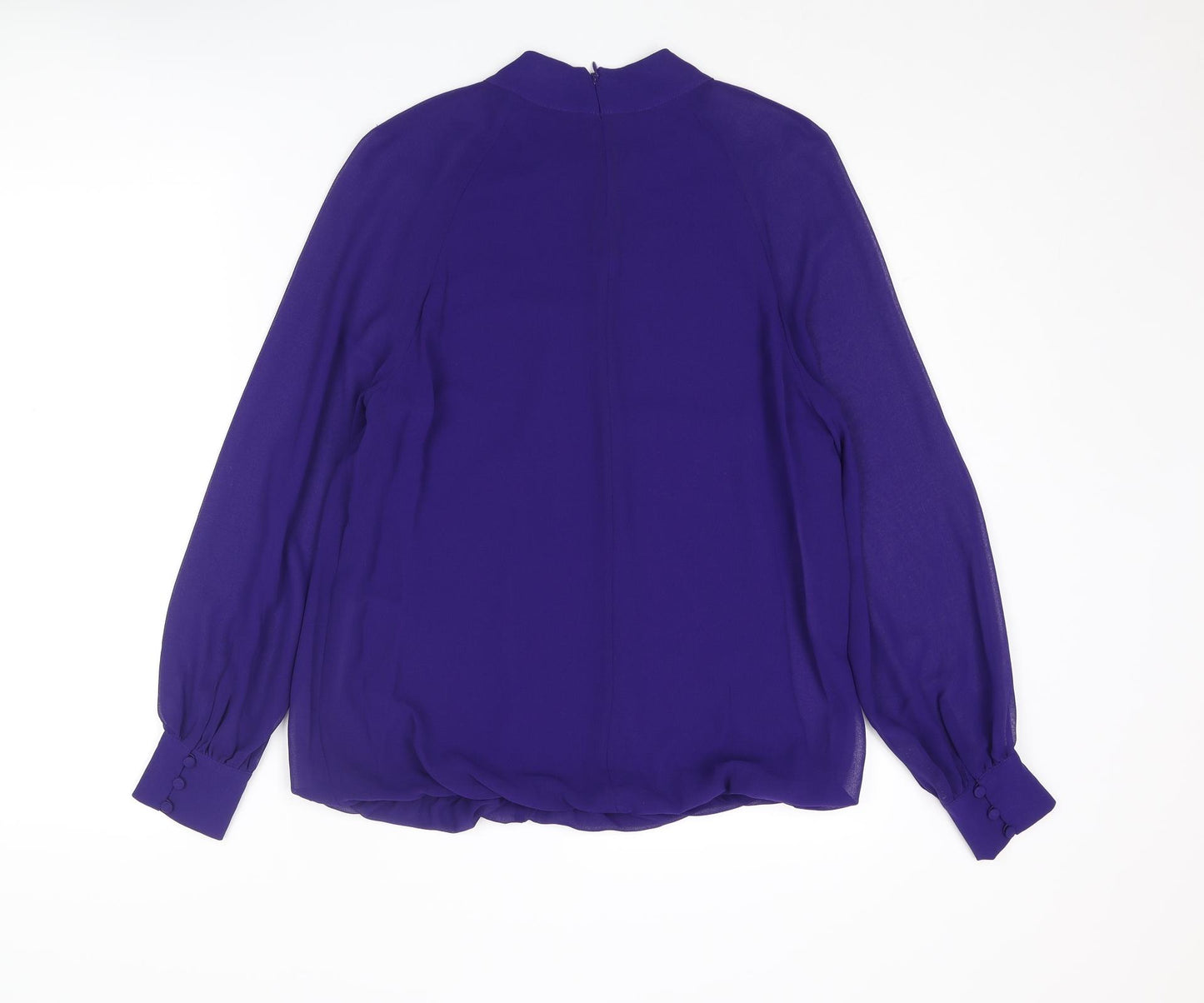 Phase Eight Womens Blue Polyester Basic Blouse Size 10 Round Neck