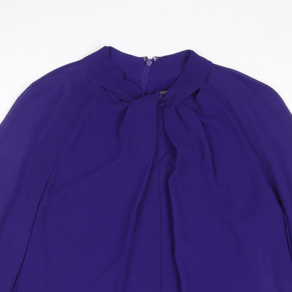 Phase Eight Womens Blue Polyester Basic Blouse Size 10 Round Neck