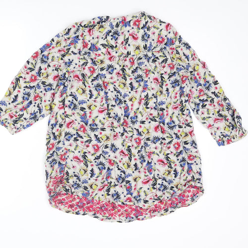Indigo Womens Multicoloured Geometric Viscose Basic Blouse Size 12 Round Neck