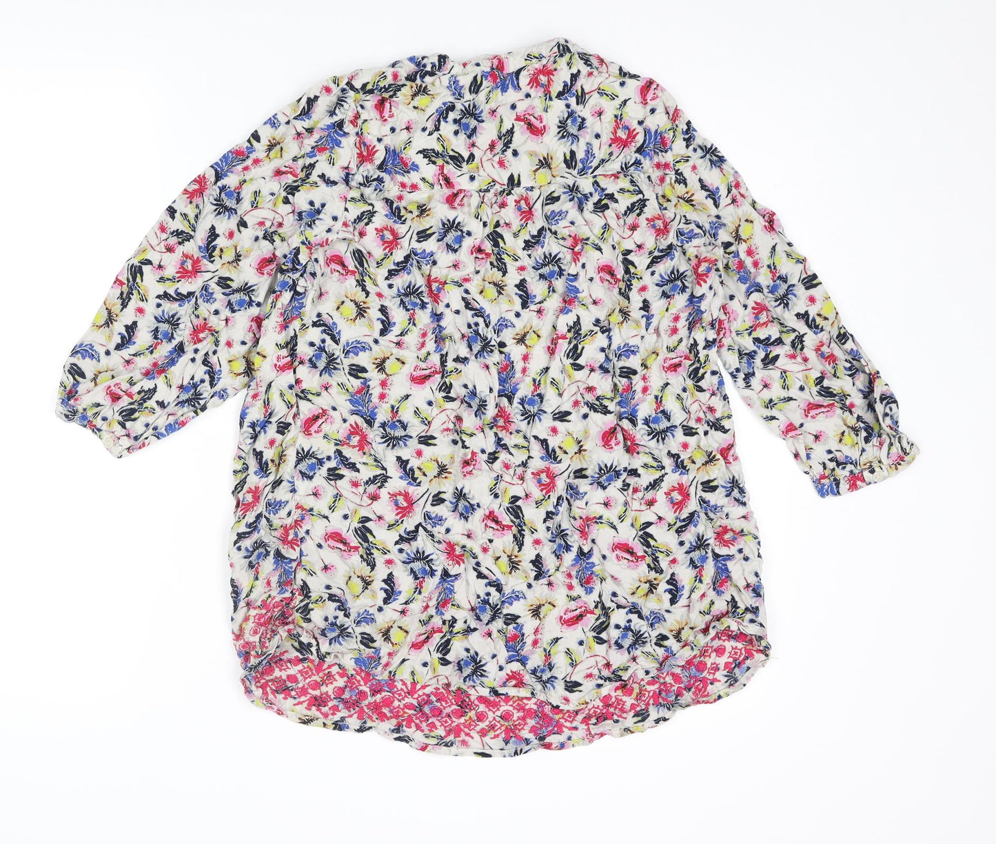 Indigo Womens Multicoloured Geometric Viscose Basic Blouse Size 12 Round Neck