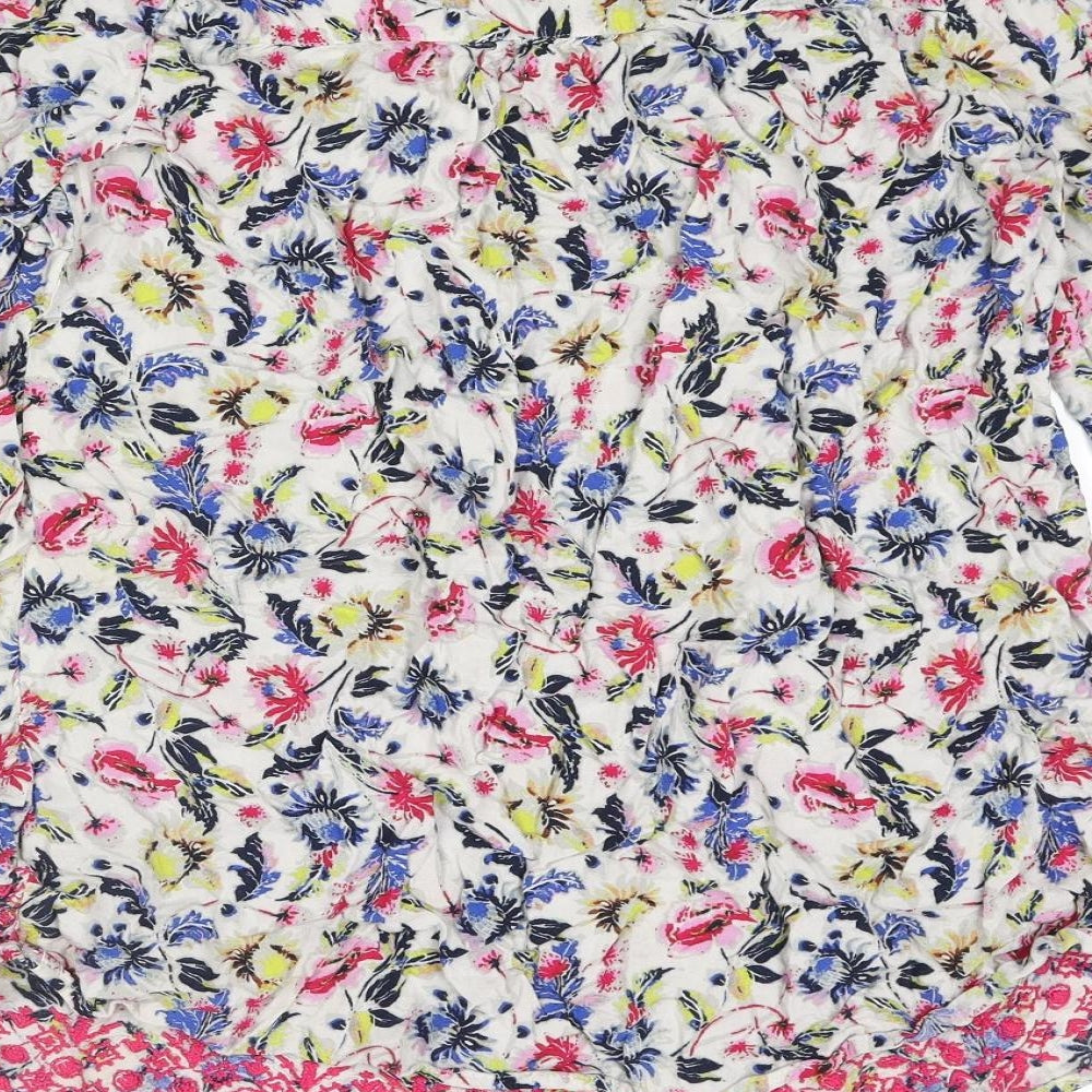 Indigo Womens Multicoloured Geometric Viscose Basic Blouse Size 12 Round Neck