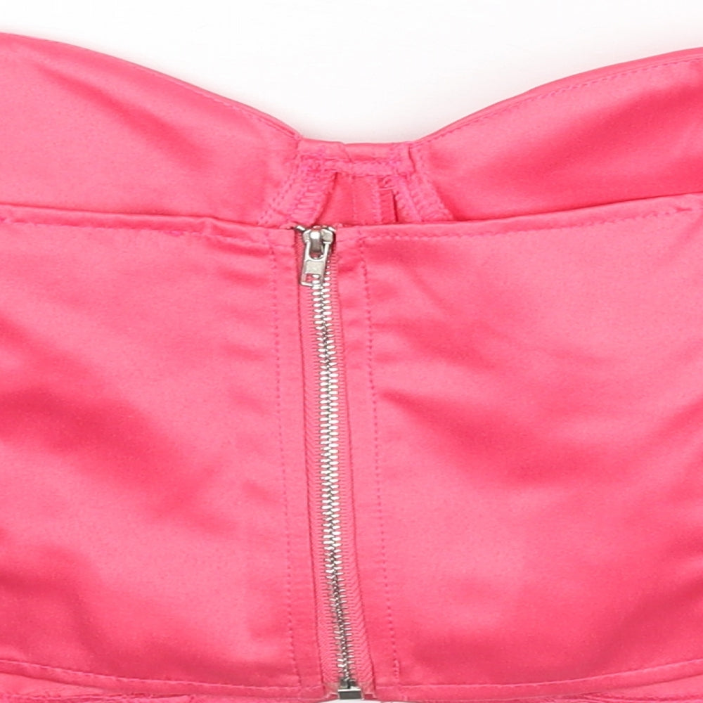 PRETTYLITTLETHING Womens Pink Polyester Cropped Tank Size 14 Sweetheart