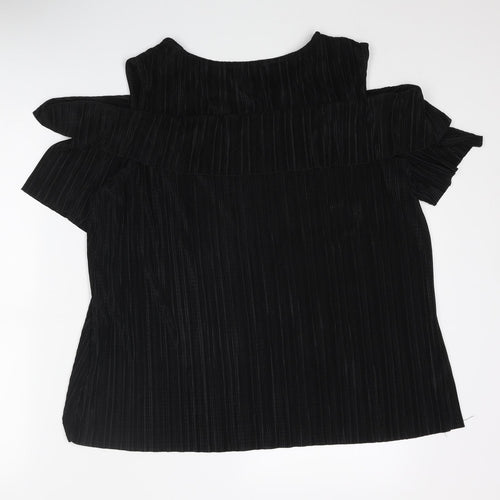 JD Williams Womens Black Polyester Basic Blouse Size 20 Round Neck - Cold Shoulder