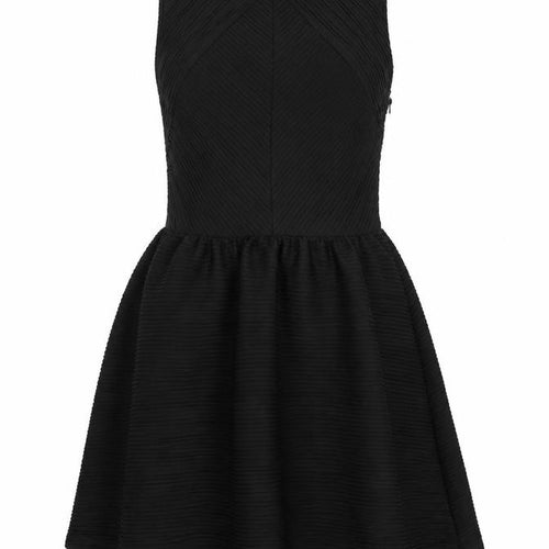 Topshop Womens Black Polyester Fit & Flare Size 8 Boat Neck Zip