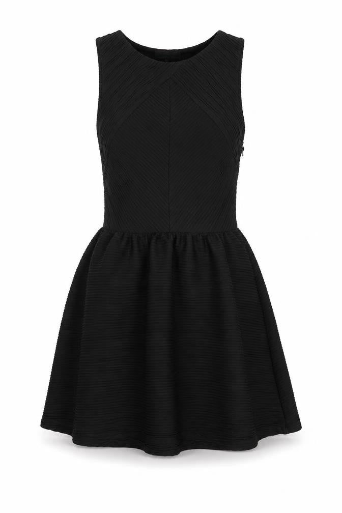 Topshop Womens Black Polyester Fit & Flare Size 8 Boat Neck Zip