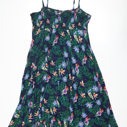 MANTARAY PRODUCTS Womens Multicoloured Floral Viscose Slip Dress Size 20 Square Neck Tie - Tie Shoulder Detail