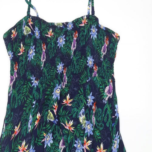 MANTARAY PRODUCTS Womens Multicoloured Floral Viscose Slip Dress Size 20 Square Neck Tie - Tie Shoulder Detail