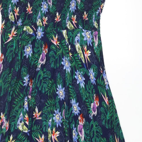 MANTARAY PRODUCTS Womens Multicoloured Floral Viscose Slip Dress Size 20 Square Neck Tie - Tie Shoulder Detail