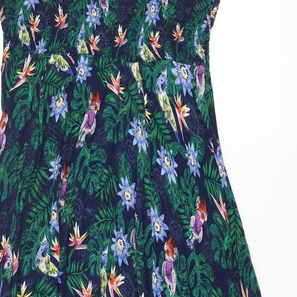 MANTARAY PRODUCTS Womens Multicoloured Floral Viscose Slip Dress Size 20 Square Neck Tie - Tie Shoulder Detail