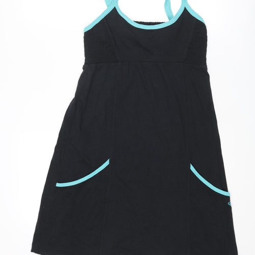 ROXY Womens Black Cotton Slip Dress Size S Scoop Neck Pullover - Contrasting Trim